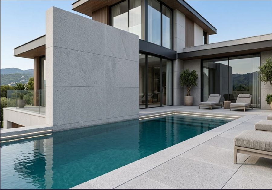 Blue Stone Marble Sandblasted Project Application