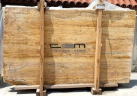 gold travertine vein cut slab