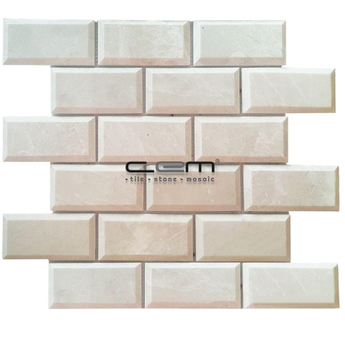 2X4 - 50mmx100mm Light Beige Bevelled Edge Polished Mosaic