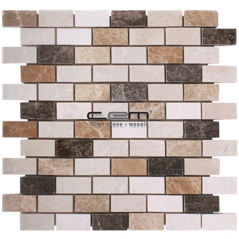 1x2 - 23mmx48mm Spanish Mix Marble Mosaic