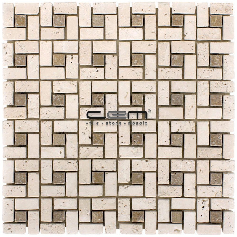 Ivory  Noche Traverten Mini Target Eskitme Mozaik