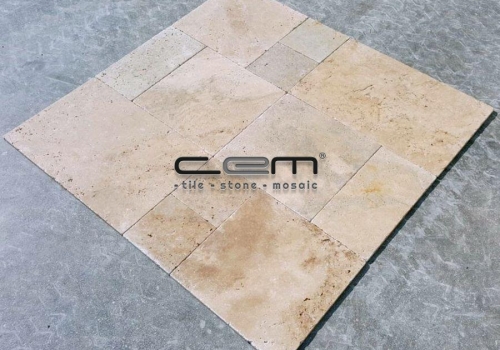 Classic Travertine French Pattern Set Tumbled