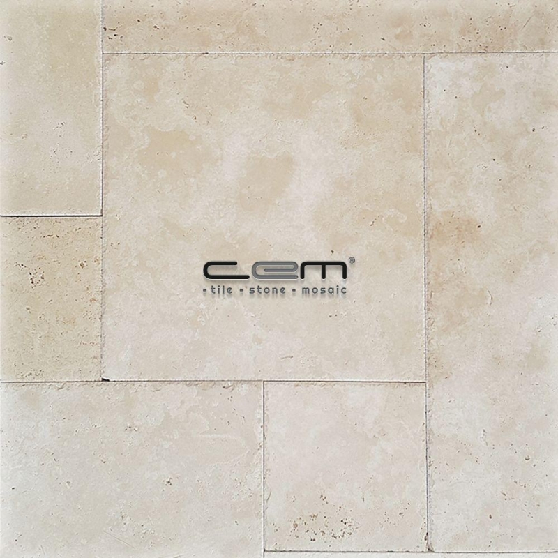 Ivory Travertine Chiseled Edge Pattern Set