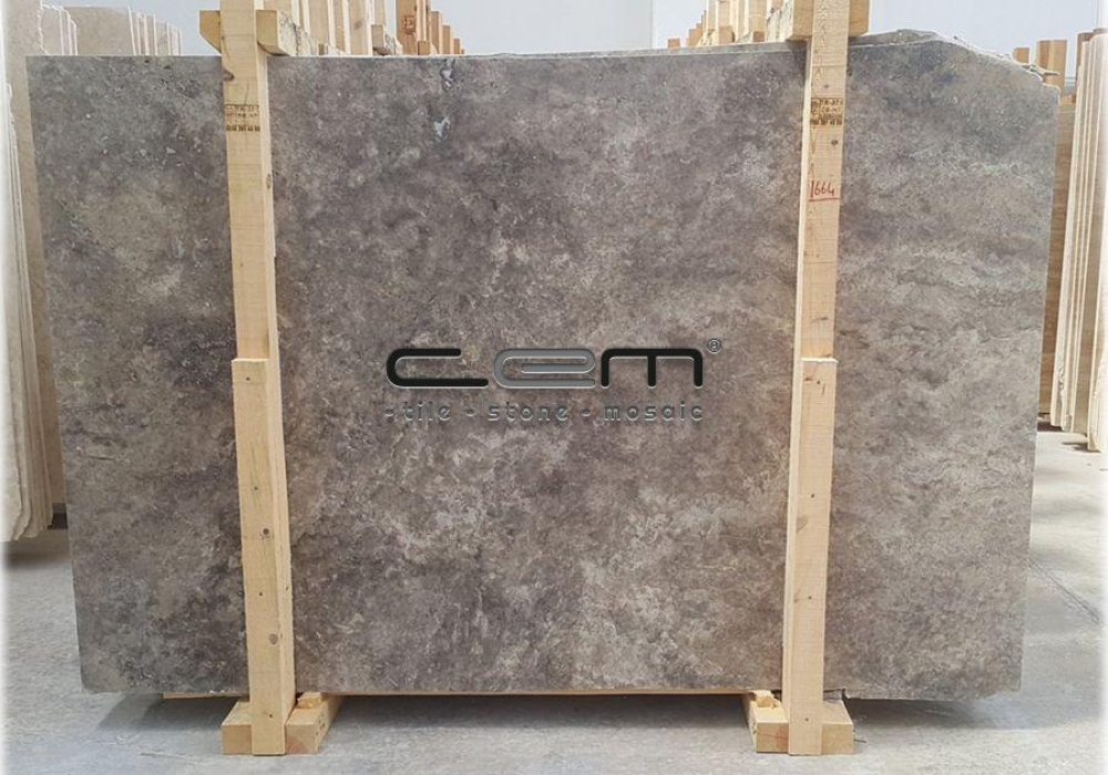 Silver Travertine Slab Cross Cut
