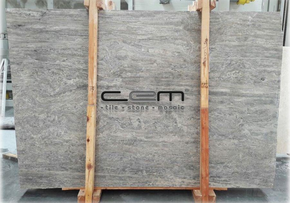 Gümüş Traverten Vein Cut Plaka