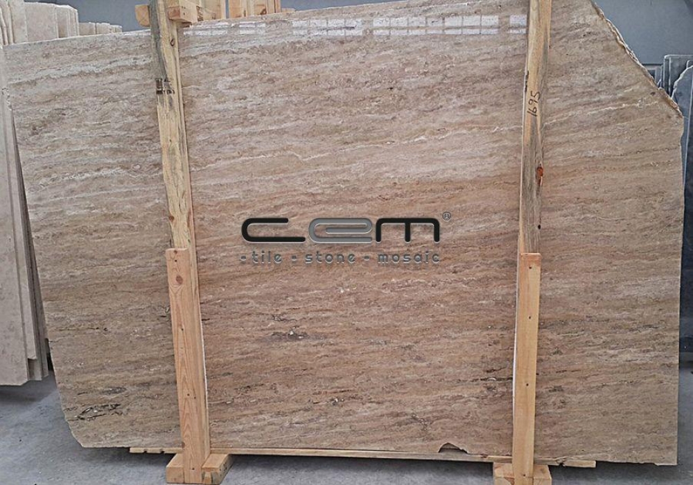 Cashmere Silver Travertine Vein Cut Slab