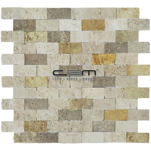 2,5x5cm (1x2) Multicolor Mix Travertine Split Face Mosaic