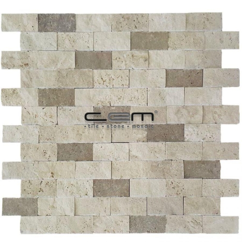 2,5x5cm (1x2) Blend Mix Travertine Split Face Mosaic