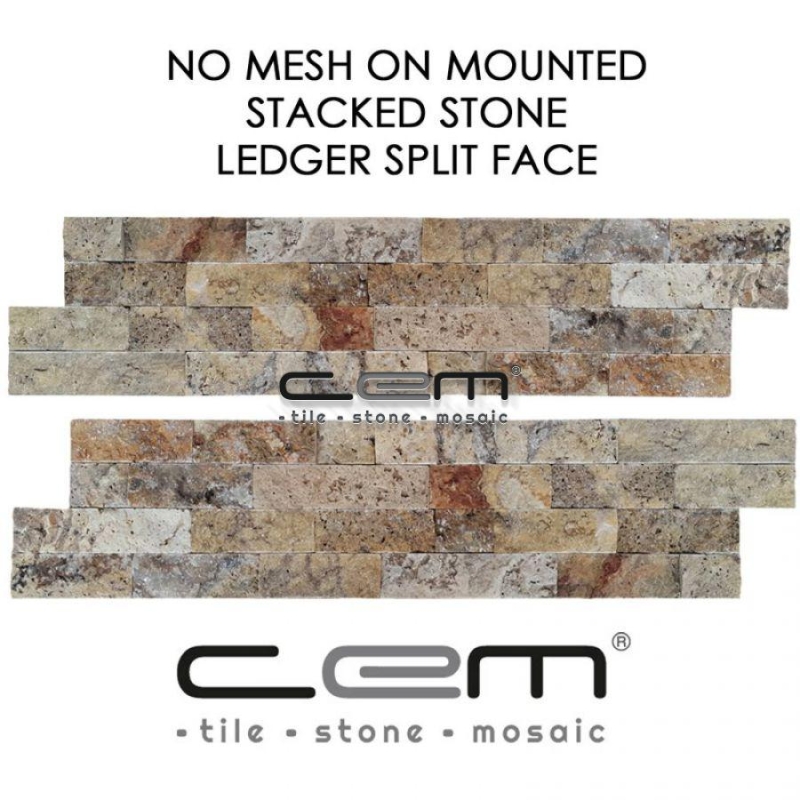 Scabas Travertine Ledger Panel Split Face Mosaic