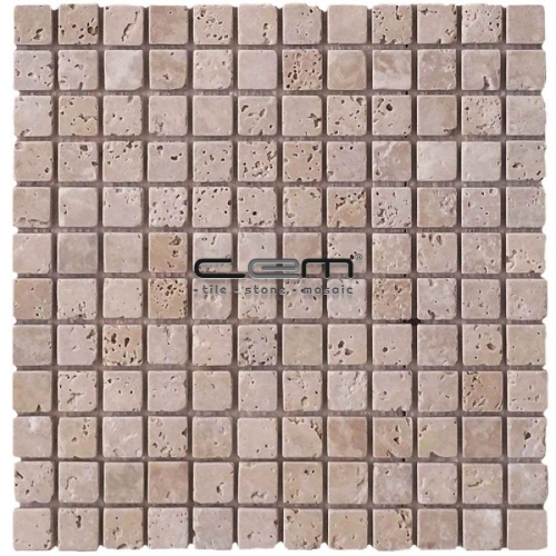 1x1 - 23mmx23mm Ivory Classic Travertine Tumbled Antique Look Mosaic