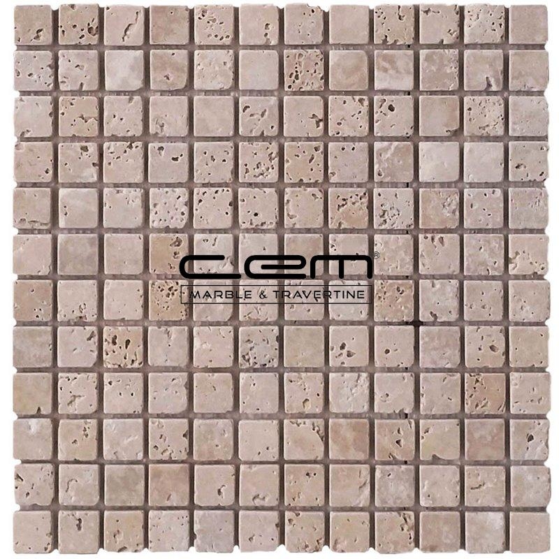 1x1 - 23mmx23mm Ivory Classic Travertine Tumbled Antique Look Mosaic