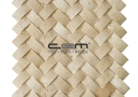 1x2 - 23mmx48mm Classic Travertine Herringbone Bambu Mosaic