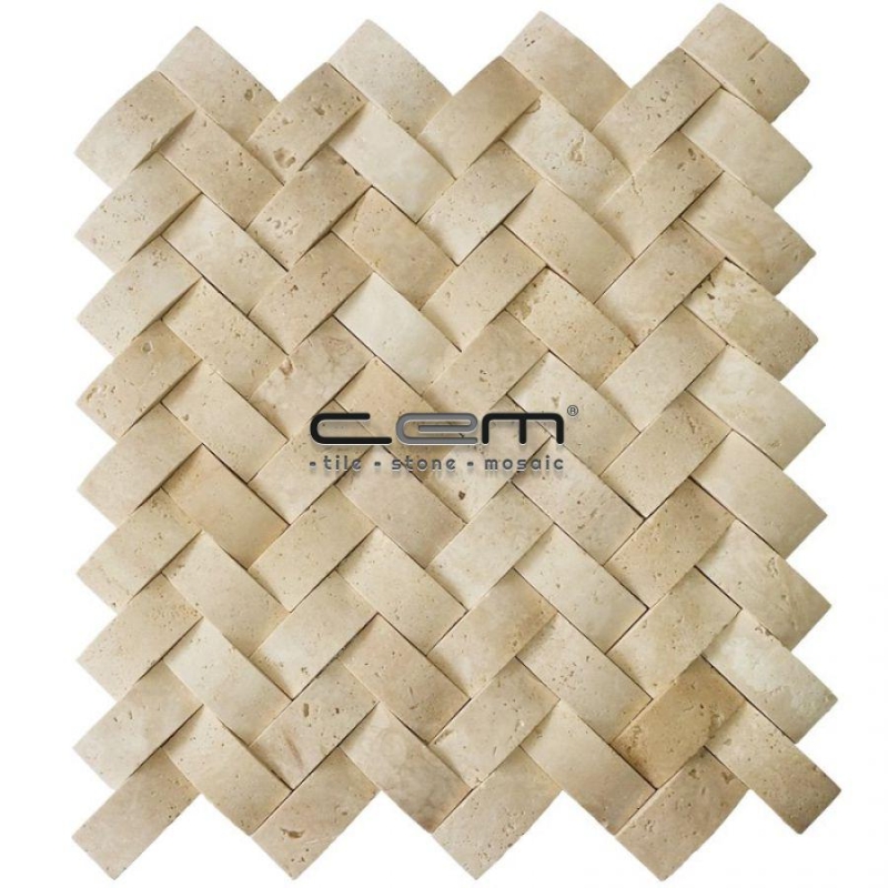 23mmx48mm Classic Traverten Balıksırtı Bambu Mozaik