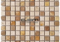 1x1 23mmx23mm Multicolor Blend Mix Travertine Tumbled Mosaic