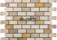 1x1 - 23mmx23mm Multicolor Blend Mix Travertine Tumbled Mosaic