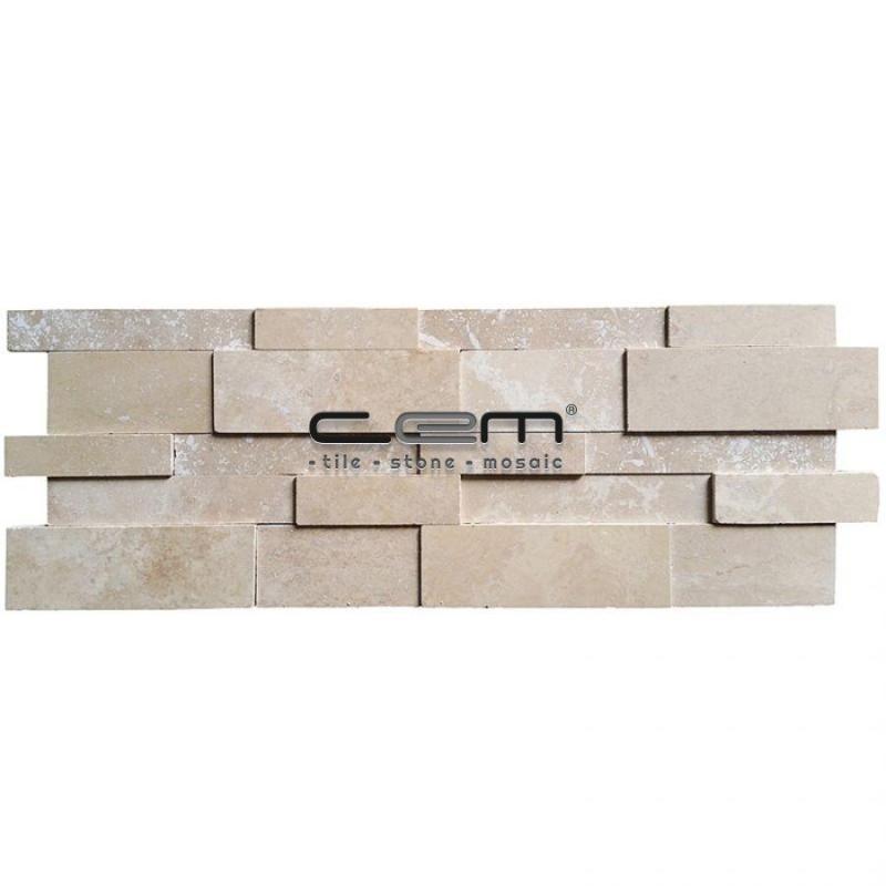 Ivory Travertine 3D Cubic Wall Cladding Mosaic
