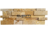 Gold-Yellow Travertine 3D Cubic Wall Cladding Mosaic