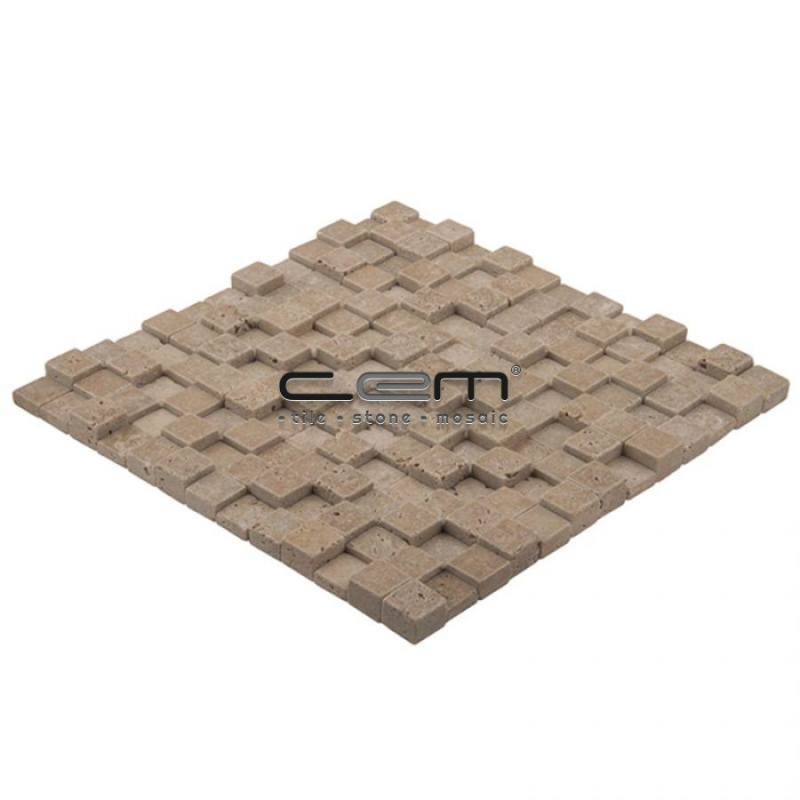 23mmx23mm Noche Traverten Kubik Tumbled Mosaic