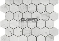 2x2 - 48mmx48mm White Bianco Carrara Honey Comb Hexagon Polished Mosaic