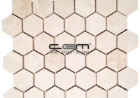 2x2 - 48mmx48mm Light Beige Botticino Honey Comb Hexagon Polished Mosaic