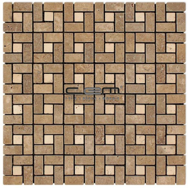 Noche Ivory Traverten Mini Target Eskitme Mozaik