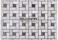 Beige Mermer Dark Emperador Mini Target Eskitme Mozaik