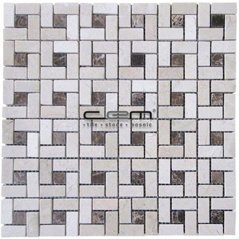 Beige Mermer Dark Emperador Mini Target Eskitme Mozaik