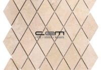 2x2 - 48mmx48mm Diamond Ivory Travertine Filled Honed Mosaic