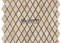 1x1 - 23mmx23mm Ivory Classic Travertine Diamond Tumbled Mosaic
