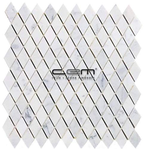 1x1 - 23mmx23mm White Bianco Carrara Diamond Polished Mosaic