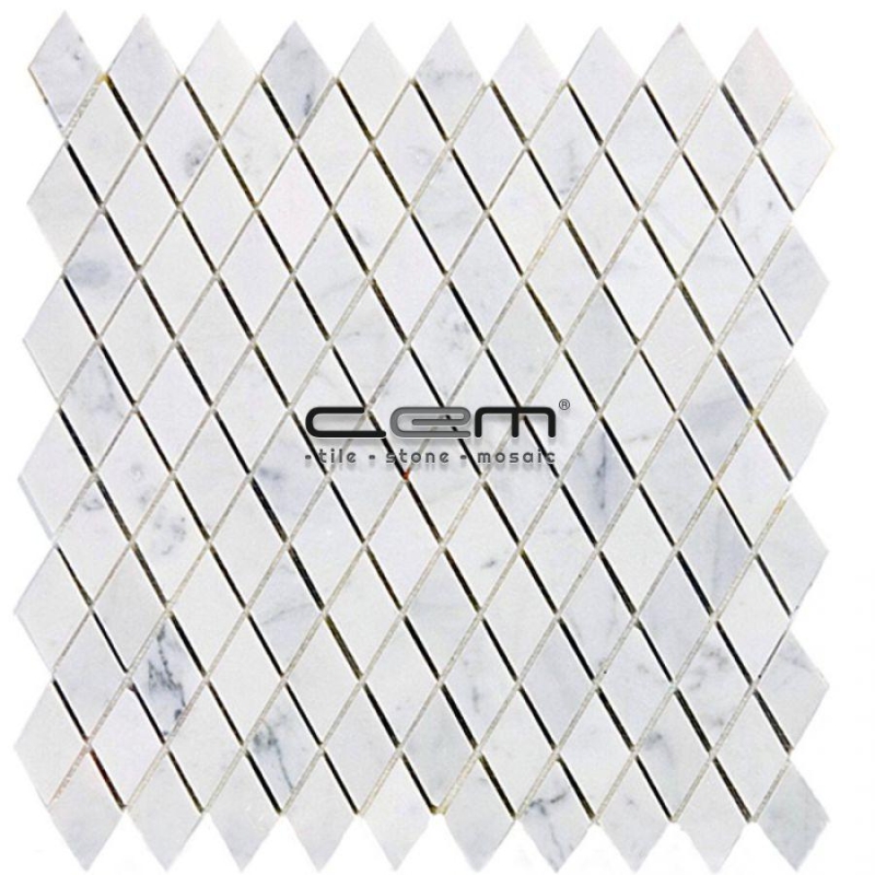 1x1 - 23mmx23mm White Bianco Carrara Diamond Polished Mosaic