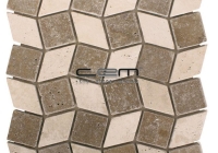 2x2 - 48mmx48mm Ivory Noche Diamond Tumbled Mosaic