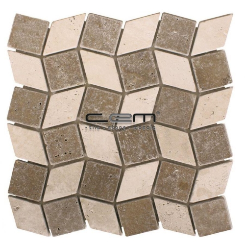 2x2 - 48mmx48mm Ivory Noche Diamond Tumbled Mosaic