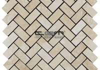 1x2 - 23mmx48mm Ivory Travertine Herringbone Filled Honed Mosaic