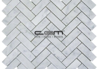 1x3 -25mmx75mm White Bianco Carrara Marble Herringbone  Polished Mosaic