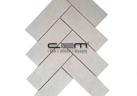 2x6 - 48mmx150mm White Beige Marble Herringbone Polished Mosaic