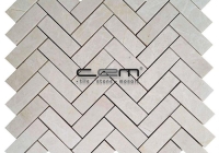 1x3 -25mmx75mm White Beige Marble Herringbone Polished Mosaic