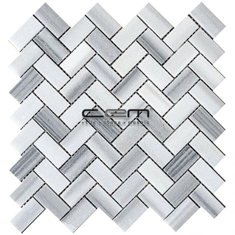 1x2 - 23mmx48mm Equator Herringbone Filled Honed Mosaic