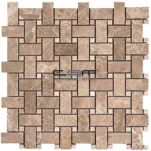 Emperador - Beige Marble Basketweave Polished Mosaic