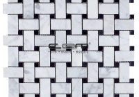 White Carrara - Black Marble Basketweave Polished Mosaic