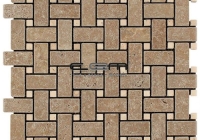 Noche - Ivory Travertine Basketweave Tumbled Travertine Mosaic