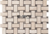 Ivory Travertine - Emparador Marble Basketweave Honed Mosaic