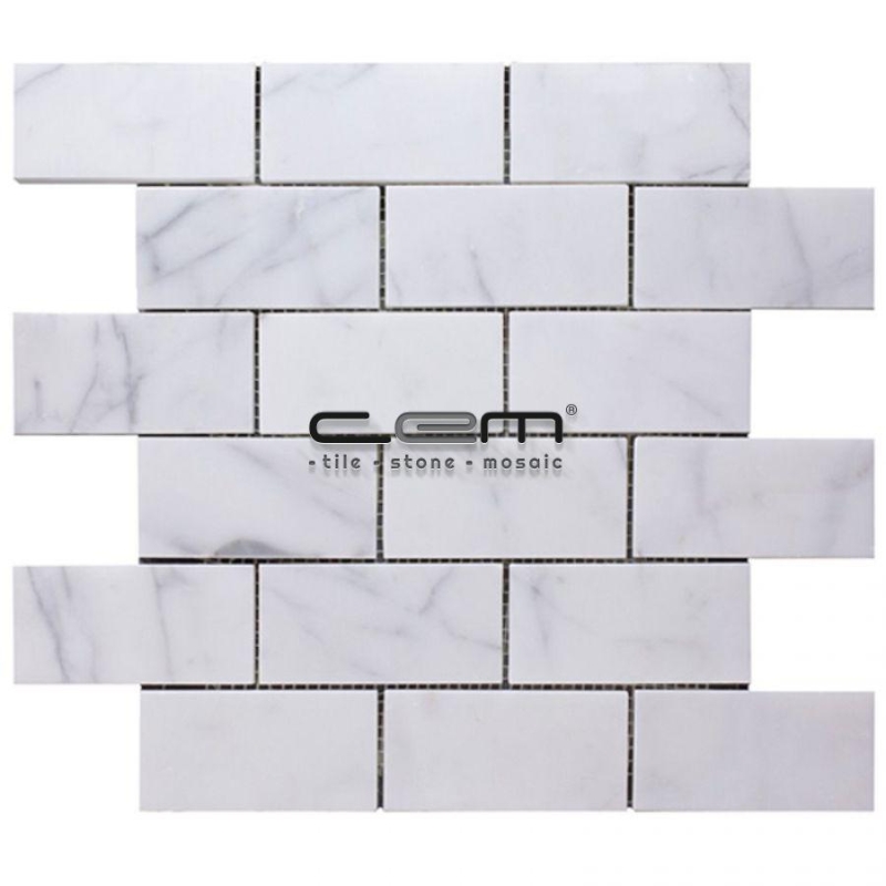 2x4 - 48mmx100mm White Bianco Carrara Polished Mosaic