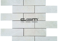48mmx150mm White Bej Mermer  Cilalı Mozaik