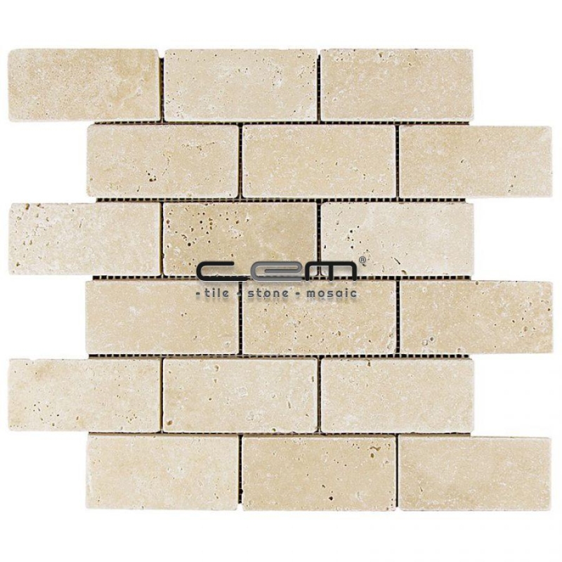 2x4 - 48mmx100mm Ivory Classic Travertine Tumbled Mosaic
