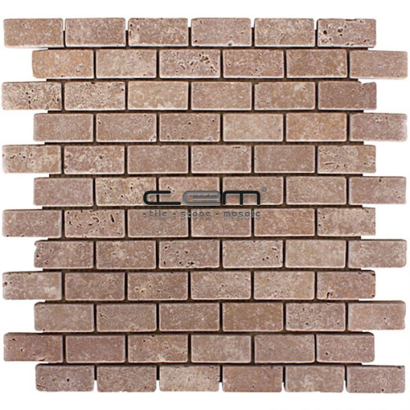 1x2 - 23mmx48mm Noche Travertine Tumbled Mosaic