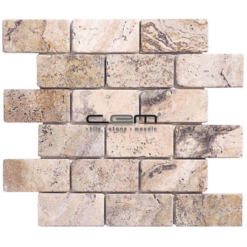 2x4 - 48mmx100mm Philadelphia Travertine Tumbled Mosaic