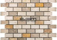 1x2 - 23mmx48mm Multicolor Blend Mix Travertine Tumbled Mosaic