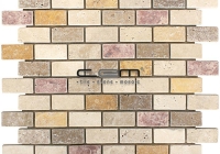 1x2 - 23mmx48mm Multicolor Blend Mix Travertine Tumbled Mosaic