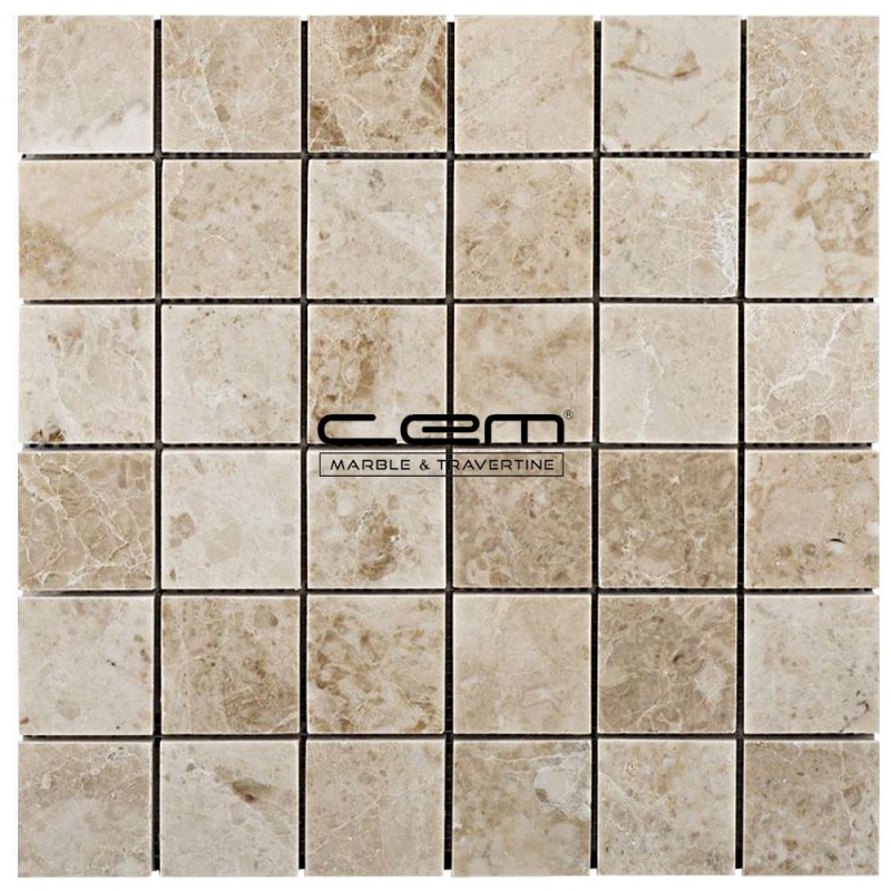 48mmx48mm Cappuccino Mermer Cilalı Mozaik